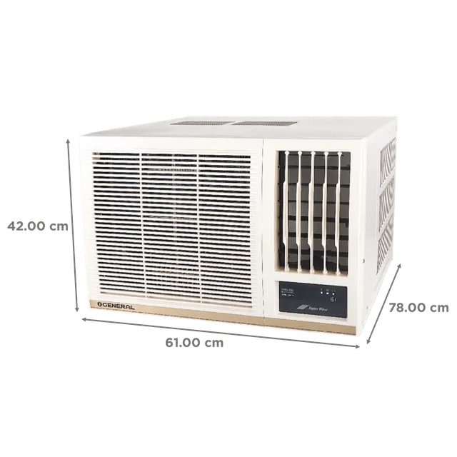 O General BBA Series Window 1.5 Ton 2 Star Fixed Speed AC | Super Wave Technology | Power Saver Compressor | 3 Speed Cooling | White (AXGB18BBAA-B)