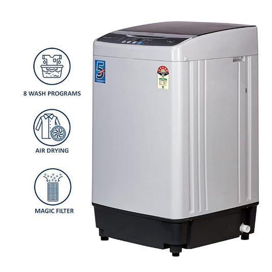 ONIDA 7.5 kg 5 Star Dual Action Pulsator Quadra Scrub Fully Automatic Top Load Black (T80CGN)V