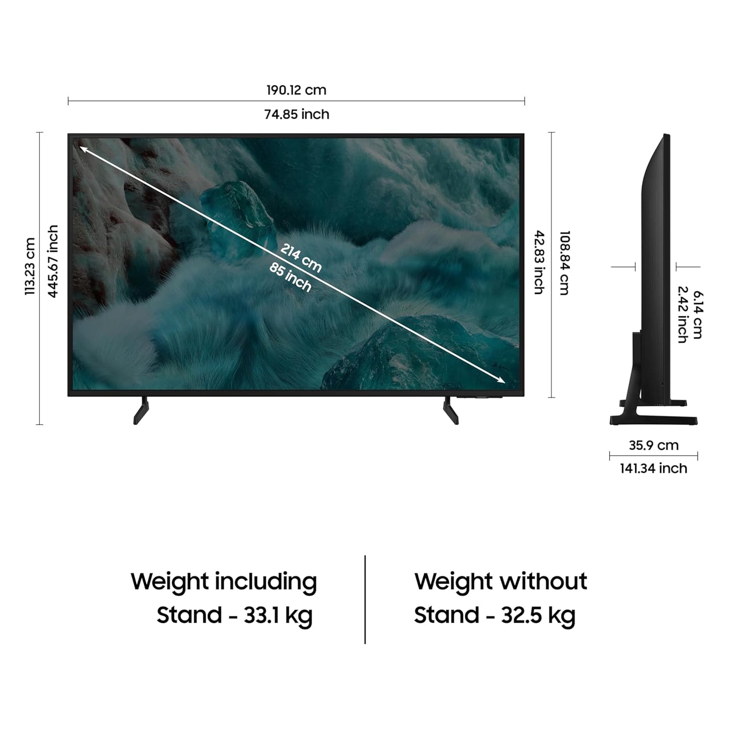 Samsung 214 cm (85 inches) 4K Ultra HD QLED Smart TV QA85Q7FAAUXXL (Black)