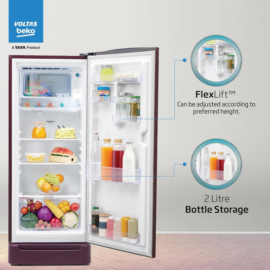 Voltas Beko 183 L Direct Cool Single Door 4 Star Refrigerator with Base Drawer (Dark Grey, RDC215B/W0DGR0M0B00GO)
