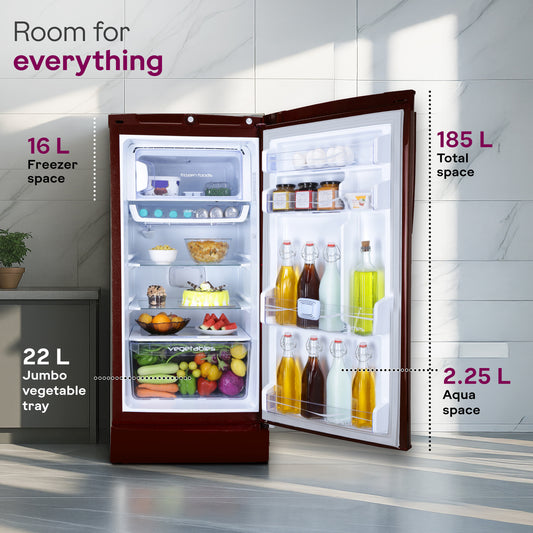 Godrej 185 L Direct Cool Single Door 5 Star Refrigerator with 22L Jumbo Vegetable Tray Advanced Inverter Technology...