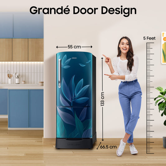 Samsung 183 L Direct Cool Single Door 4 Star Refrigerator with Base Drawer with Digital Inverter, Single Touch...