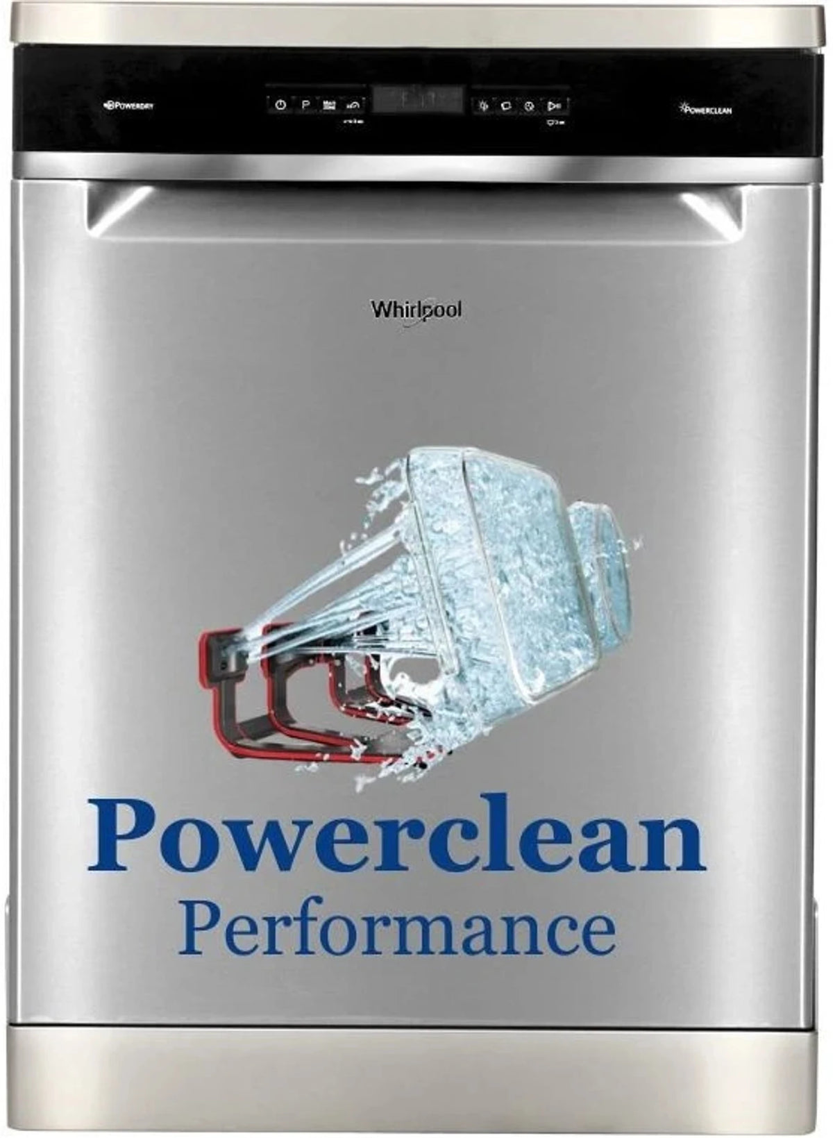 Whirlpool WFO 3O33 PL N X IN Free Standing 14 Place Settings PowerClean Pro Technology, Inox, 30% extra space, 11 wash Programs, Clean and Dry Dishwasher