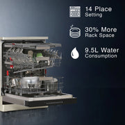 Whirlpool WFO 3O33 PL N X IN Free Standing 14 Place Settings PowerClean Pro Technology, Inox, 30% extra space, 11 wash Programs, Clean and Dry Dishwasher