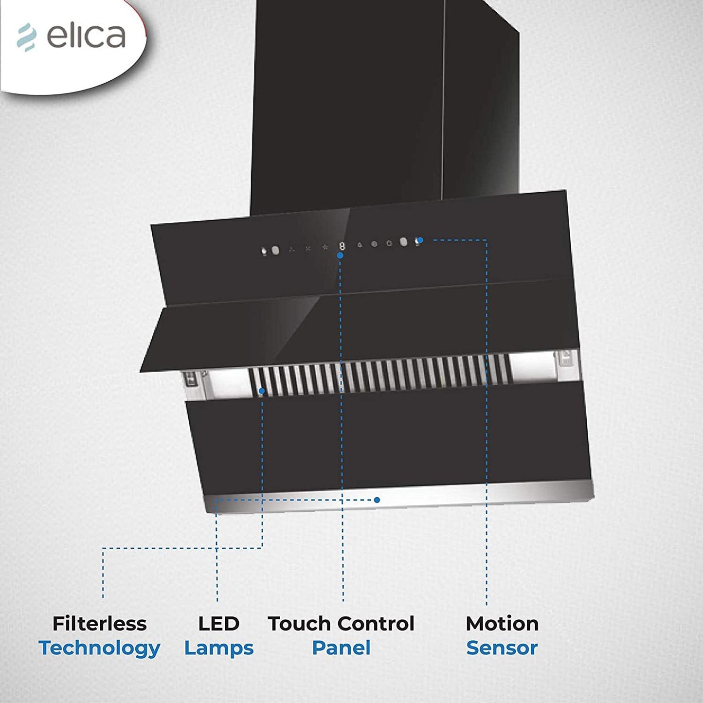 Elica 60 cm 1350 m3/hr Filterless Autoclean Angular Kitchen Chimney with 15 Years Motor & 5 Years Comprehensive Warranty (EFL-S6012 HAC LTW VMS, Touch + Motion Sensor Control, Black)