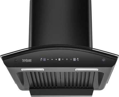 Beyond Appliances ELARA 60CM SMART SLANT CHIMNEY 1500 CMH 60 cm Filterless | Smart AI Dashboard, Motion Sensor & Speakers | Touch Control | Radio | Whistle Counter | Black Auto Clean Chimney (Wall Mounted, Black)