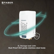 FABER 3 L Instant Water Geyser (FWG ZIPPY 3.0, White) (White)