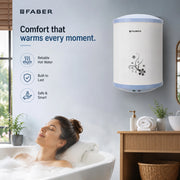 FABER 25 L Storage Water Geyser (2000W|Free Pipe & Installation|8 Bar Pressure|Energy Efficient|FWG INFINITY 25V, White Blue) (White Blue)