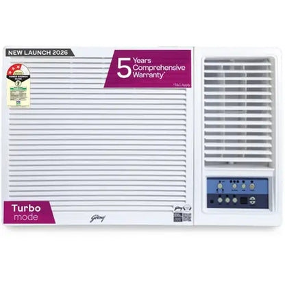 Godrej 1.5 Ton 3 Star Inverter Window AC | 100% Copper Condenser | Turbo Mode | i-sense Technology | 5 Years Warranty (WIC 18W3TG WA, 2026 Model - New BEE Star Rated) White