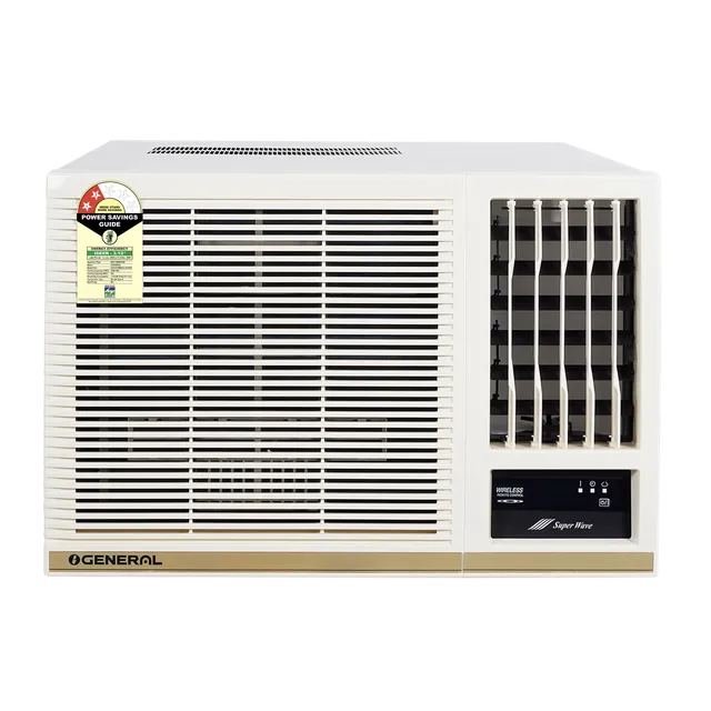 O General BBA Series Window 1.5 Ton 2 Star Fixed Speed AC | Super Wave Technology | Power Saver Compressor | 3 Speed Cooling | White (AXGB18BBAA-B)