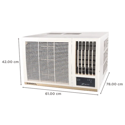 O General BBA Series Window 1.5 Ton 2 Star Fixed Speed AC | Super Wave Technology | Power Saver Compressor | 3 Speed Cooling | White (AXGB18BBAA-B)