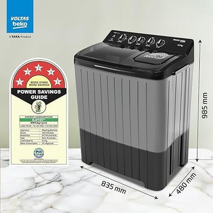Voltas Beko 9 kg Semi Automatic Top Load Black, Grey (WTT90UHA/OK5B1B1S26)