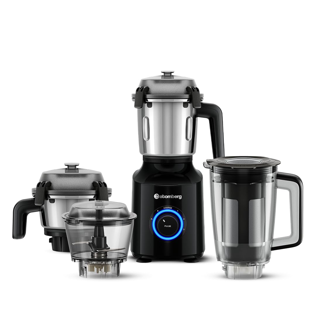 Atomberg Zenova Fresh Juicer Mixer Grinder | Coarse Mode for Silbatta-like Texture | Intelligent BLDC Motor | Safety Features | 4 Jars including Chopper & Juicer Jar | Hands-Free Operation | 2+1* Year Warranty (Misty Teal)