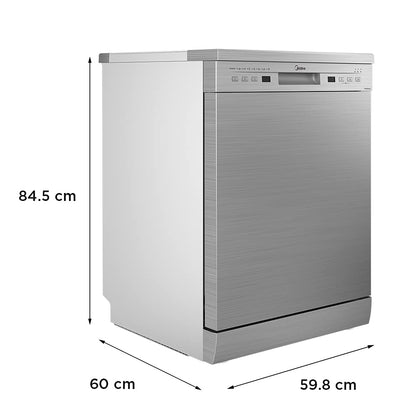 Midea TORRINO,WQP12-5201F Free Standing 13 Place Settings Intensive Kadhai Cleaning| No Pre-rinse Required Dishwasher