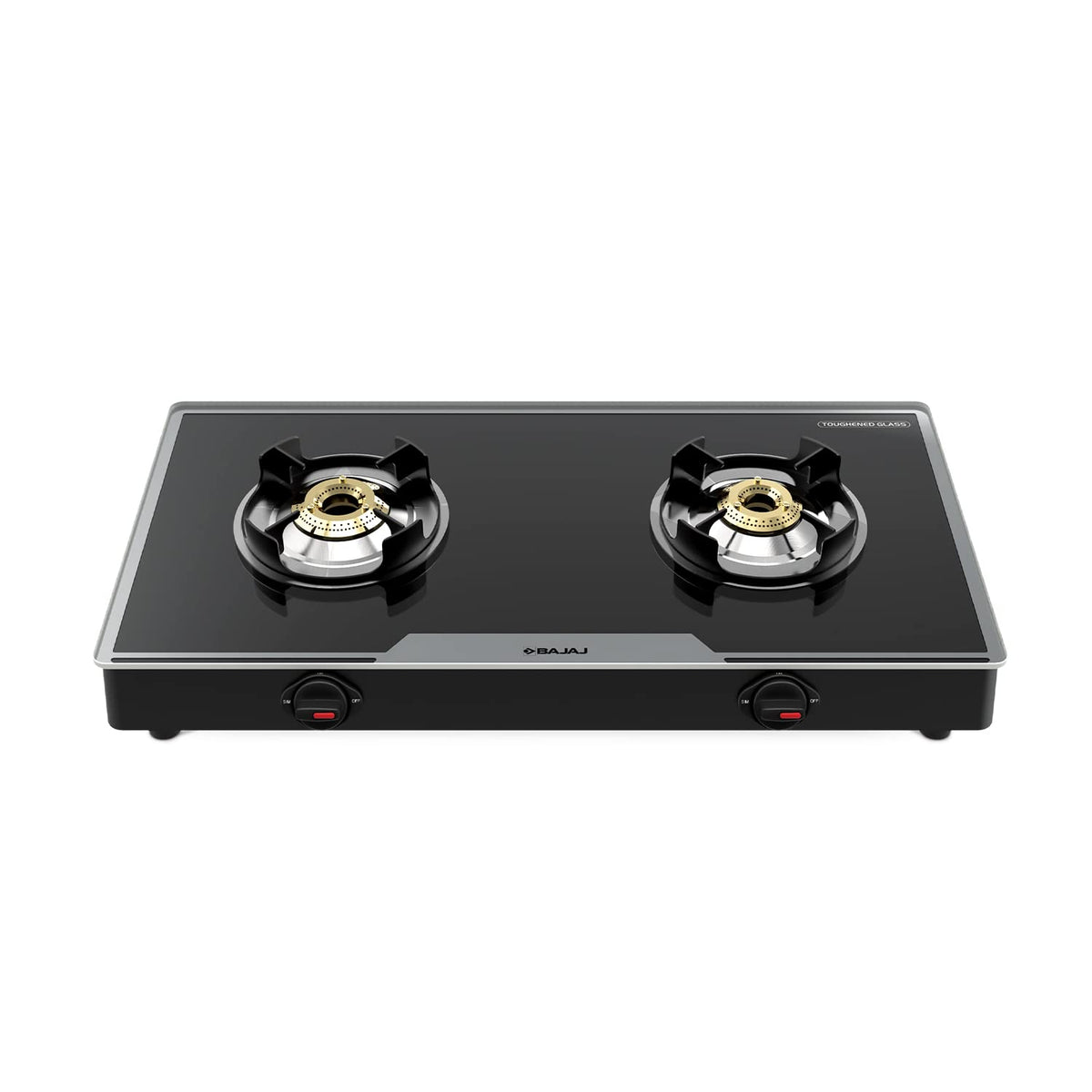 Bajaj 2Brgp7 Stainless Steel Glass Top Gas Stove with 2 Brass Burners, Isi Certified, Anti-Viral & Anti-Bacterial...