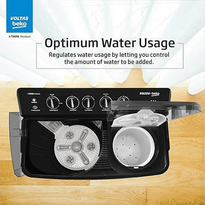 Voltas Beko 9 kg Semi Automatic Top Load Black, Grey (WTT90UHA/OK5B1B1S26)