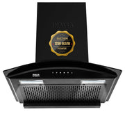 Inalsa Zylo 60PBAC Filterless 1250 m³/hr Curved Glass, Push Button Control 1250 CMH 60 cm Auto Clean Chimney (Wall Mounted, Black)