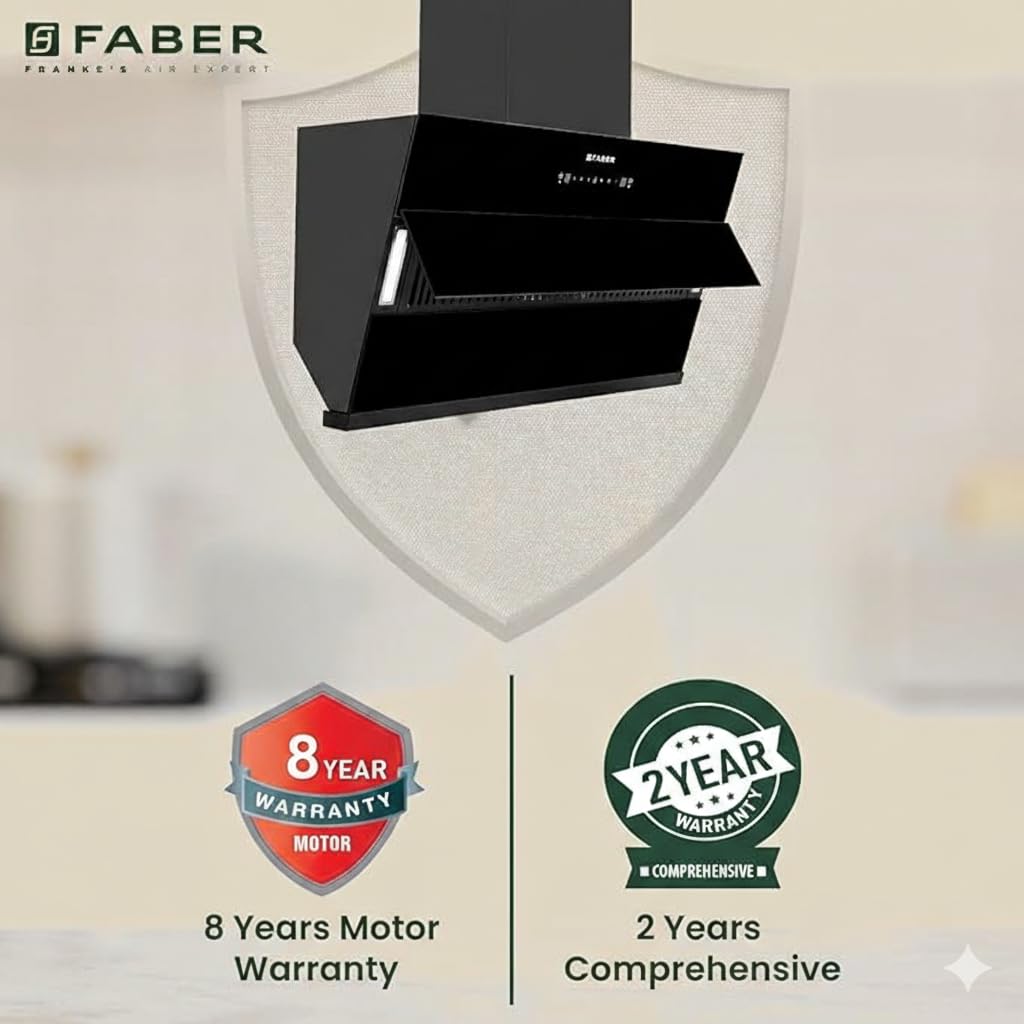 Faber HOOD BLISS FL SC AC BK 90 1350 CMH 90 cm Slant Glass 90 cm| Touch & Gesture Control| Autoclean| Filterless|Powerful Suction|Low Noise Auto Clean Chimney (Wall Mounted, Black)