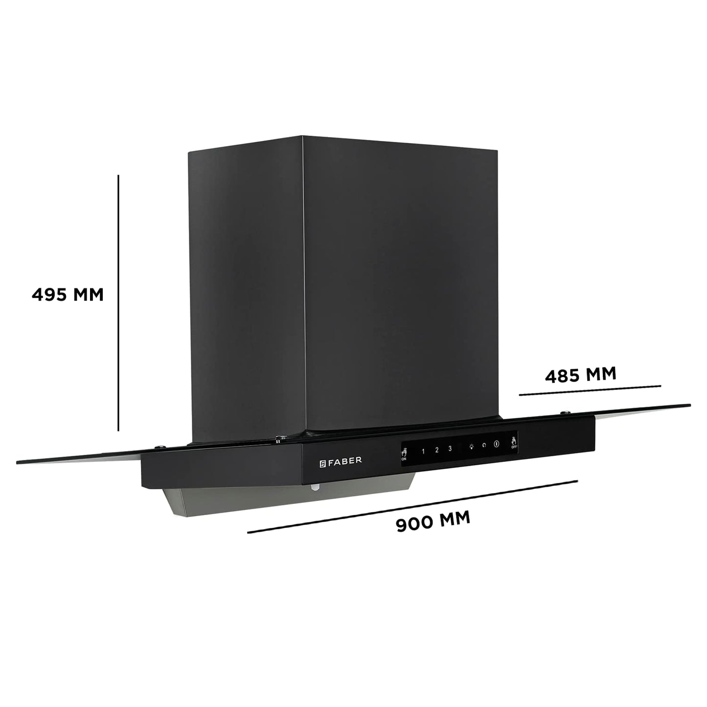 Faber HOOD MERCURY PRO IN HC SC BK BF 90 1200 CMH 90 cm T-Shape 90cm| Touch & Gesture Control| Autoclean| Filterless| Powerful suction | Low Noise Auto Clean Chimney (Wall Mounted, Black)