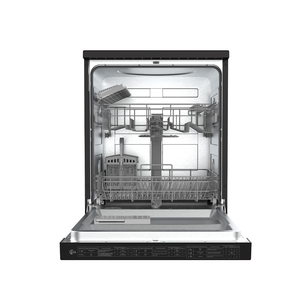Midea 13 Place Setting Freestanding Dishwasher, 7 Wash Programs, Intensive 70°C, Glass Care Mode (MDWPF1301F(B) IN, ECO & Rapid Wash, Fully Automatic, Suitable for Indian Kitchen)