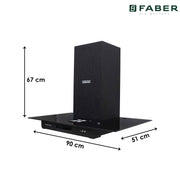 Faber 90 Cm 1000 M³/Hr Straight Glass Kitchen Chimney (Hood 3N1 Aerostation Glamour Ft Ab Ltw90, 2 Baffle Filters, Antique Black), Free 1 Year Extended warranty