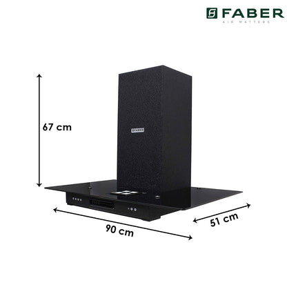 Faber 90 Cm 1000 M³/Hr Straight Glass Kitchen Chimney (Hood 3N1 Aerostation Glamour Ft Ab Ltw90, 2 Baffle Filters, Antique Black), Free 1 Year Extended warranty