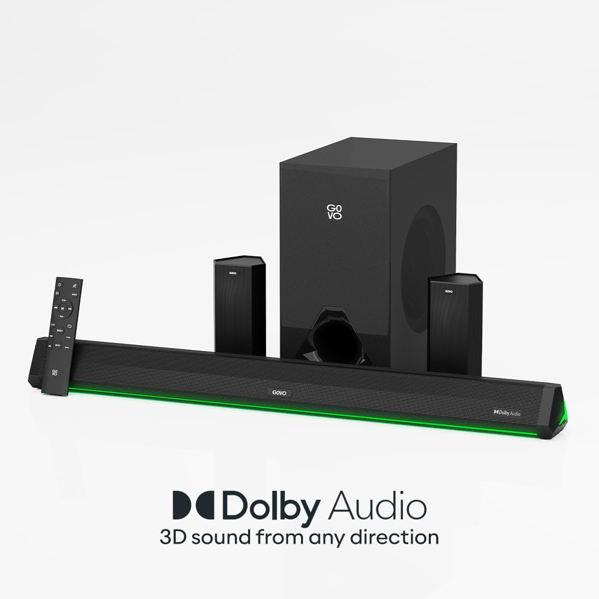 GOVO GOSURROUND 970 | 525W Soundbar, 5.1 Channel Home Theatre with Dolby Audio, 6.5" subwoofer, Opt, AUX, USB & Bluetooth, 5 Equalizer Modes, Stylish Remote & LED Display (Platinum Black)