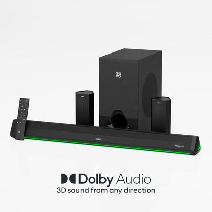 GOVO GOSURROUND 970 | 525W Soundbar, 5.1 Channel Home Theatre with Dolby Audio, 6.5" subwoofer, Opt, AUX, USB & Bluetooth, 5 Equalizer Modes, Stylish Remote & LED Display (Platinum Black)