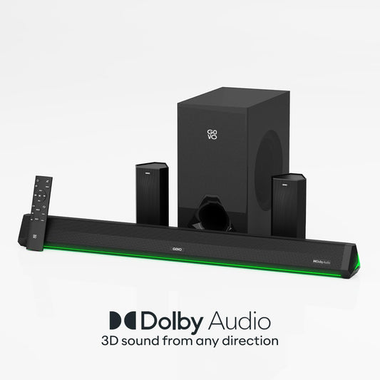 GOVO GOSURROUND 970 | 525W Soundbar, 5.1 Channel Home Theatre with Dolby Audio, 6.5" subwoofer, Opt, AUX, USB &...