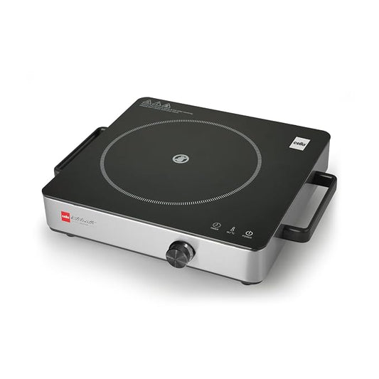Cello Trion Infrared Cooktop 2200 Watts, Red | Multi Optins Feather Touch Panel, Radiant Heating Technology | Compatible with Aluminum & Stainless Steel, Hard Anodised Cookware & Grill Grate