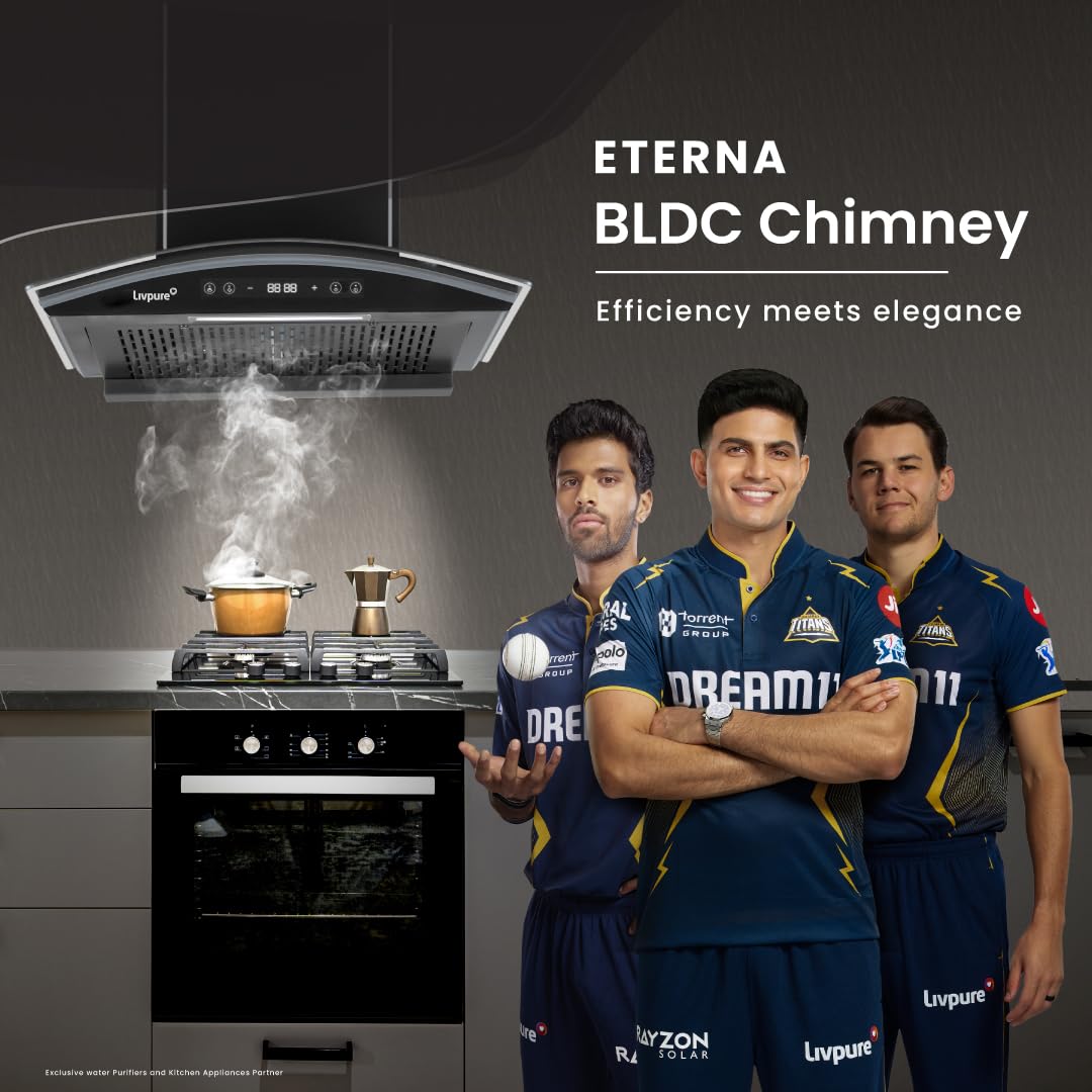 Livpure ETERNA-BLDC-60-FL-HAC 1600 CMH 60 cm Auto Clean Chimney (Wall Mounted, Black)
