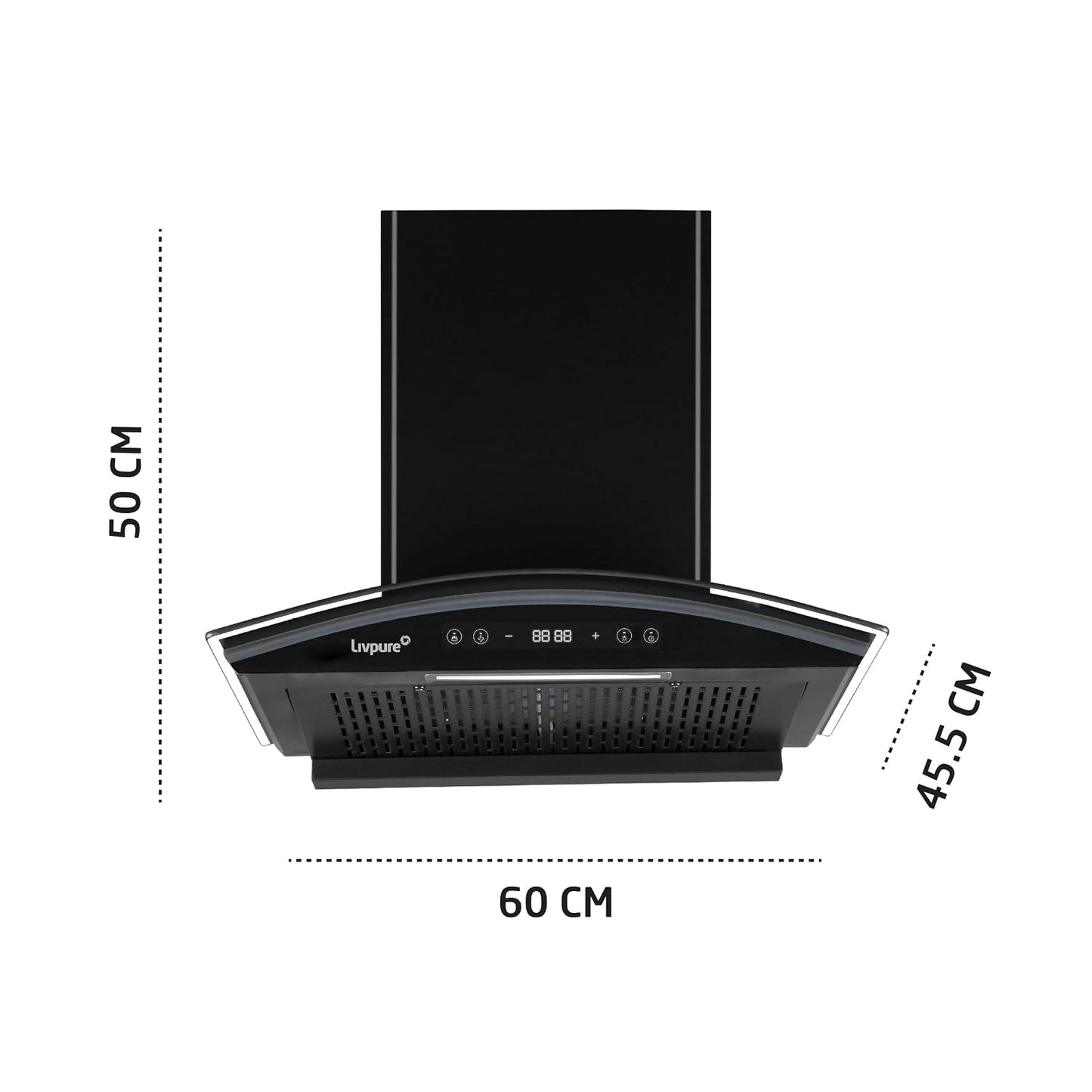 Livpure ETERNA-BLDC-60-FL-HAC 1600 CMH 60 cm Auto Clean Chimney (Wall Mounted, Black)