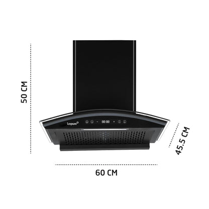 Livpure ETERNA-BLDC-60-FL-HAC 1600 CMH 60 cm Auto Clean Chimney (Wall Mounted, Black)