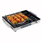 CADLEC HeatMate 2200W Infrared Cooktop | Versatile Cooking, All Utensils Compatible, 3 Preset Cooking Modes, Touch Control, Crystal Glass Plate & Digital Display | Barbecue Grill Rack | Black