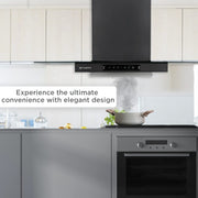 Faber HOOD MERCURY PRO IN HC SC BK BF 90 1200 CMH 90 cm T-Shape 90cm| Touch & Gesture Control| Autoclean| Filterless| Powerful suction | Low Noise Auto Clean Chimney (Wall Mounted, Black)