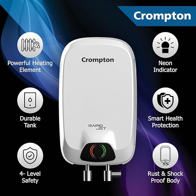 Crompton Rapid Jet 5-L Instant Water Heater with Advanced 4 level Safety (White) (AIWH-5LRPIDJT3KW5Y),Wall