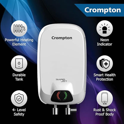 Crompton Rapid Jet 5-L Instant Water Heater with Advanced 4 level Safety (White) (AIWH-5LRPIDJT3KW5Y),Wall