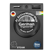 Bosch 8 kg 5 Star Front Load Fully-Automatic Washing Machine, AI ActiveWater,15 Wash Programs, Removes 99.9% Germs with Steam, No Tangle or Wrinkle, Zero Vibration, Black/Grey, WAJ2826CIN