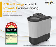 Whirlpool 6.5 Kg 5 Star Magic Clean Semi-Automatic Top Loading Washing Machine (MAGIC CLEAN 6.5 GREY, 4 Year Comprehensive Warranty, 1400 RPM Motor, 5 Year Motor Warranty)