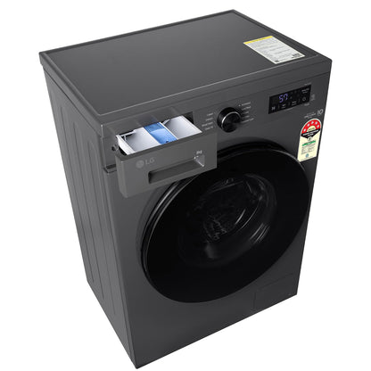 LG 8 kg 5 Star, Inverter Direct Drive Technology, Wi-Fi Enabled, 6 Motion DD, Steam Fully Automatic Front Load with In-built Heater Grey, Black (FHB1208Z4M)
