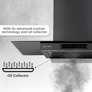 Faber HOOD MERCURY PRO IN HC SC BK BF 90 1200 CMH 90 cm T-Shape 90cm| Touch & Gesture Control| Autoclean| Filterless| Powerful suction | Low Noise Auto Clean Chimney (Wall Mounted, Black)
