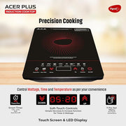 Pigeon By Stovekraft ABS Plastic Acer Plus Induction Cooktop 1800 Watts With Feather Touch Control - Black