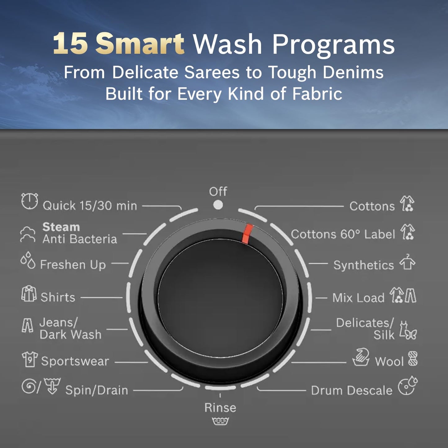 Bosch 8 kg 5 Star Front Load Fully-Automatic Washing Machine, AI ActiveWater,15 Wash Programs, Removes 99.9% Germs with Steam, No Tangle or Wrinkle, Zero Vibration, Black/Grey, WAJ2826CIN