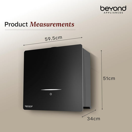 Beyond Appliances Cube Pro Plug N Play BLDC Kitchen Chimney 1400 CMH 60 cm 5-Stage Charcoal Activated Filter 3-way Suction 45dB Auto Clean Chimney (Wall Mounted, Black)