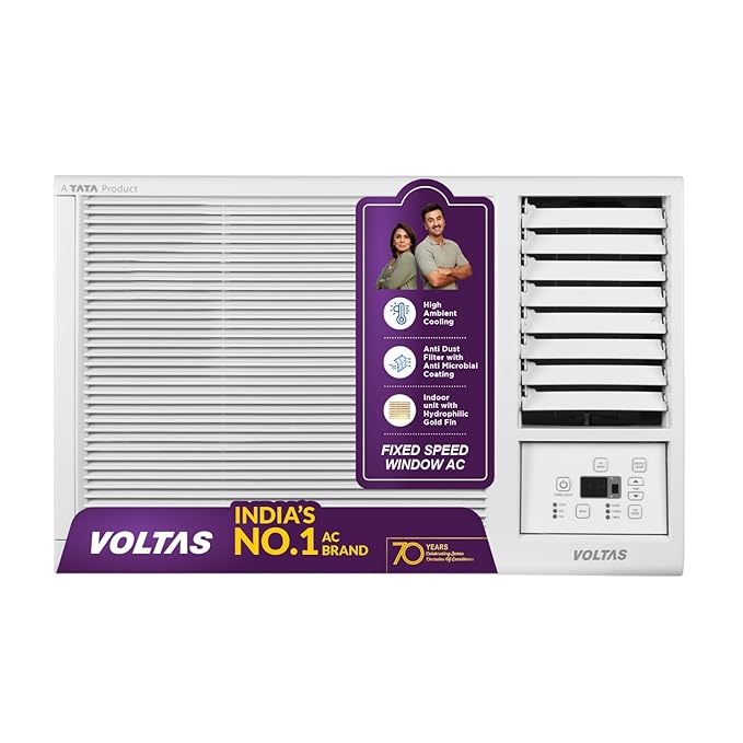 Voltas 2026 Model 1 Ton 2 Star Window Fixed Speed AC (122FS PLATINA(4011571), White)