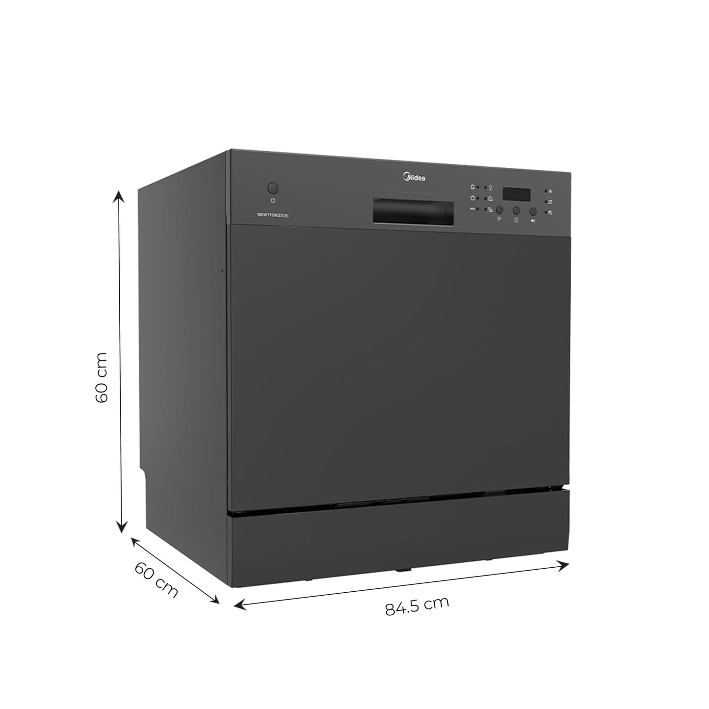 Midea 8 Place Setting Countertop Dishwasher, 6 Wash Programs, Intensive Wash, Water Efficient (Portable Table Top, Compact Design, Suitable for Indian Utensils, Small Family Use)