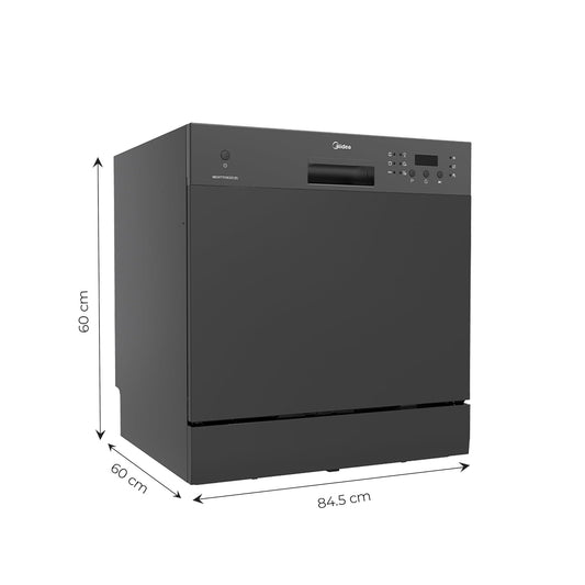 Midea 8 Place Setting Countertop Dishwasher, 6 Wash Programs, Intensive Wash, Water Efficient (Portable Table Top, Compact Design, Suitable for Indian Utensils, Small Family Use)