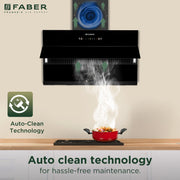 Faber HOOD BLISS FL SC AC BK 90 1350 CMH 90 cm Slant Glass 90 cm| Touch & Gesture Control| Autoclean| Filterless|Powerful Suction|Low Noise Auto Clean Chimney (Wall Mounted, Black)