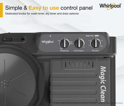 Whirlpool 6.5 Kg 5 Star Magic Clean Semi-Automatic Top Loading Washing Machine (MAGIC CLEAN 6.5 GREY, 4 Year Comprehensive Warranty, 1400 RPM Motor, 5 Year Motor Warranty)