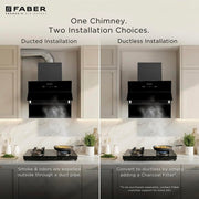 Faber HOOD BLISS FL SC AC BK 90 1350 CMH 90 cm Slant Glass 90 cm| Touch & Gesture Control| Autoclean| Filterless|Powerful Suction|Low Noise Auto Clean Chimney (Wall Mounted, Black)